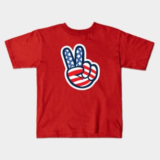 Peace Sign Hand USA America Kids T-Shirt